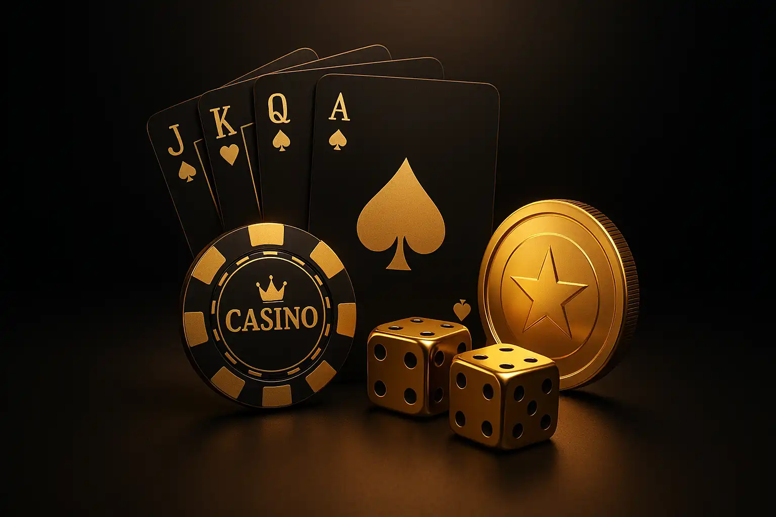Hochwertiges Gold-und-Schwarz-Markenbild von Spinloots Casino mit Casino-Chips und Walzen
